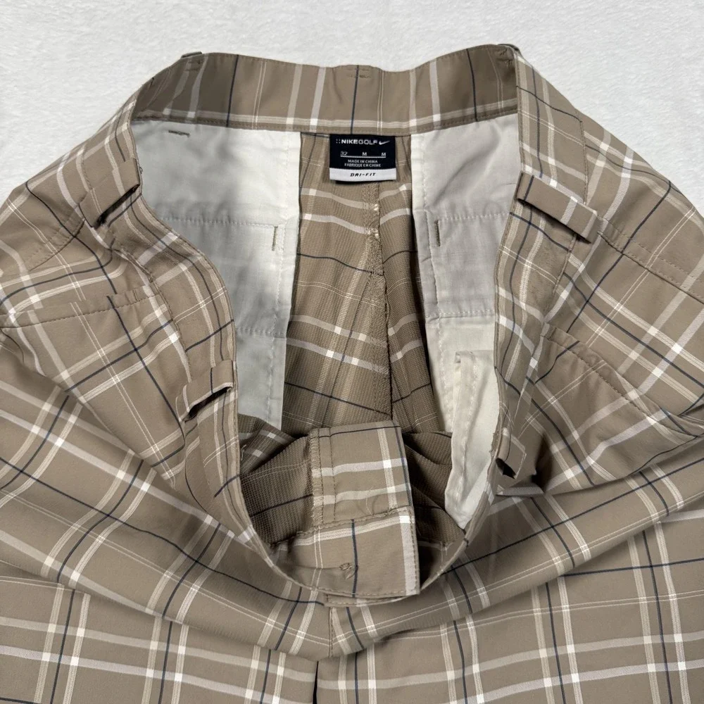 Nike Golf‎ Shorts Mens 32 Brown Plaid Dri-FIT Performance Lightweight Athletic
